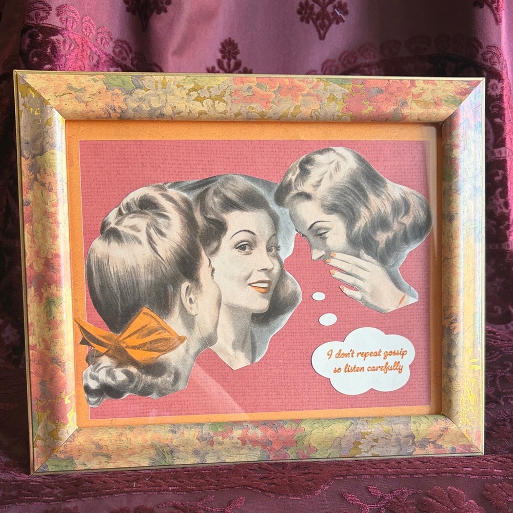 Vintage Retro Gossip Art Print in Matcing Vintage 9x7 Frame